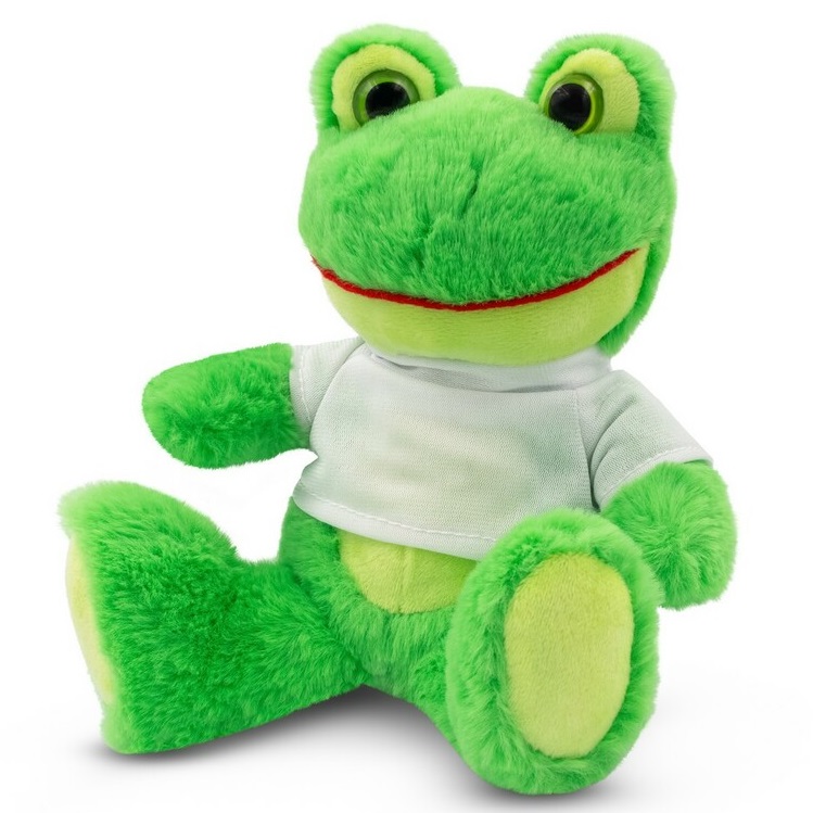 Pluszowa żaba z białą koszulką do nadruku